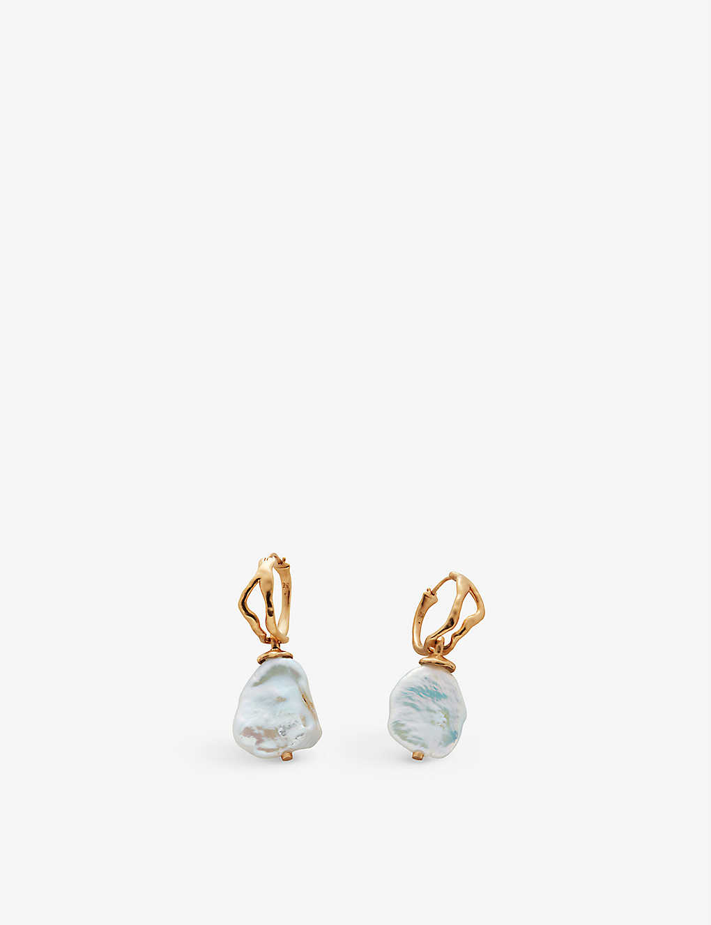 Monica Vinader Keshi 18ct Yellow Gold-plated Sterling Silver Vermeil And Freshwater Pearl Hoop Earrings In White