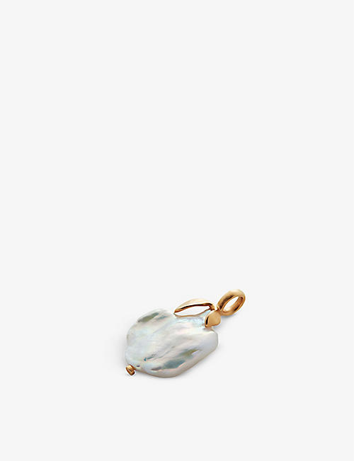 MONICA VINADER: Keshi 18ct yellow gold-plated sterling silver vermeil and freshwater pearl pendant charm