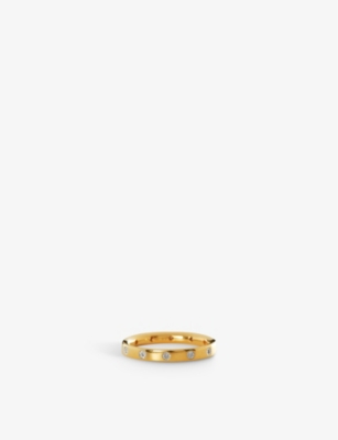 MONICA VINADER: Fiji 18ct recycled yellow gold-plated sterling silver vermeil and 0.0324 diamond ring