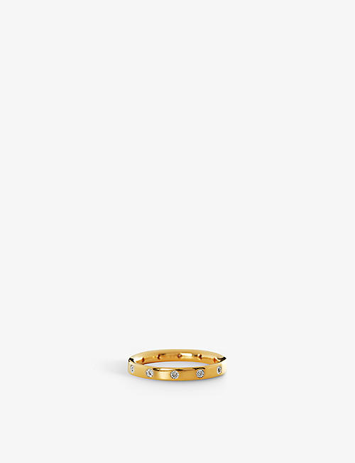 MONICA VINADER: Fiji 18ct recycled yellow gold-plated sterling silver vermeil and 0.0324 diamond ring