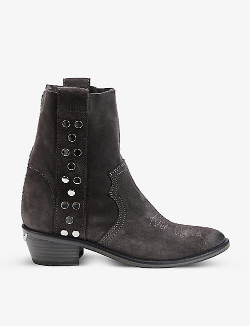 ZADIG&VOLTAIRE: Pilar high stud-detail suede ankle boots