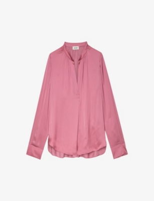 Zadig & Voltaire Band-collar Blouse In Vieux Rose