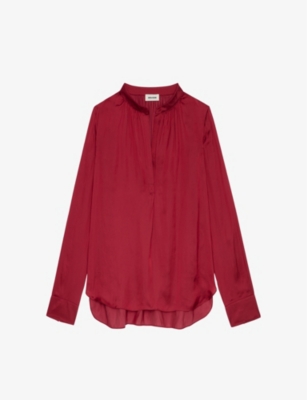 Zadig & Voltaire Tink V-neck Satin Shirt In Wine