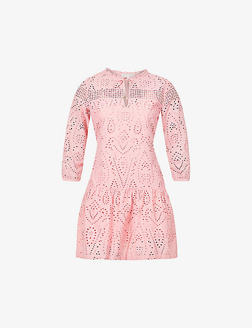 HEIDI KLEIN: Cherry Blossom lace-embellished cotton mini dress
