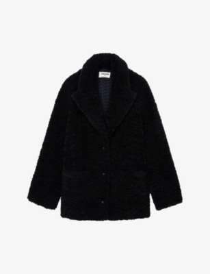 Zadig & Voltaire Zadig&voltaire Womens Noir Fleur Collared Faux-fur Coat