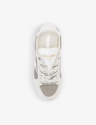 Zadig & Voltaire Zv1747 Glittery Suede-blend Trainers In Silver