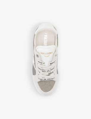 Shop Zadig & Voltaire Zadig&voltaire Women's Silver Zv1747 Glittery Suede-blend Trainers