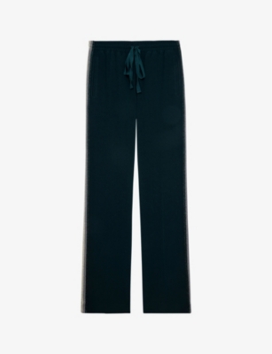 Zadig & Voltaire Pomy Side-stripe Woven Jogging Bottoms In Peacock