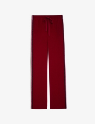 ZADIG & VOLTAIRE ZADIG&VOLTAIRE WOMEN'S WINE POMY SIDE-STRIPE WOVEN JOGGING BOTTOMS,59853184