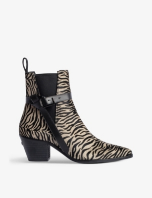 ZADIG&VOLTAIRE: Tyler zebra-skin leather ankle boots