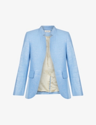 Zadig & Voltaire Very Cotton And Linen Jacket With Lurex Thread In Azur
