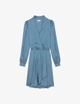 Zadig & Voltaire Remember Satin-finish Minidress In Bluestone