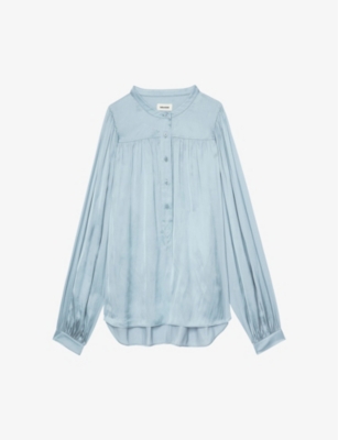 Tigy gathered-effect balloon-sleeve satin blouse Selfridges & Co Women Clothing Blouses 