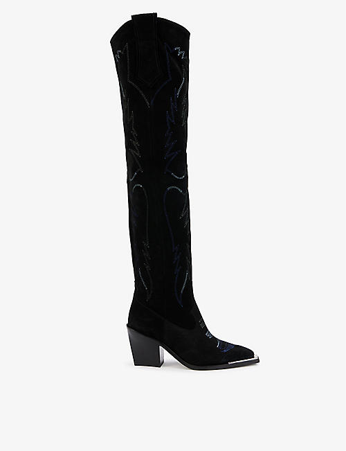 ZADIG&VOLTAIRE: Cara western-style suede high-leg boots