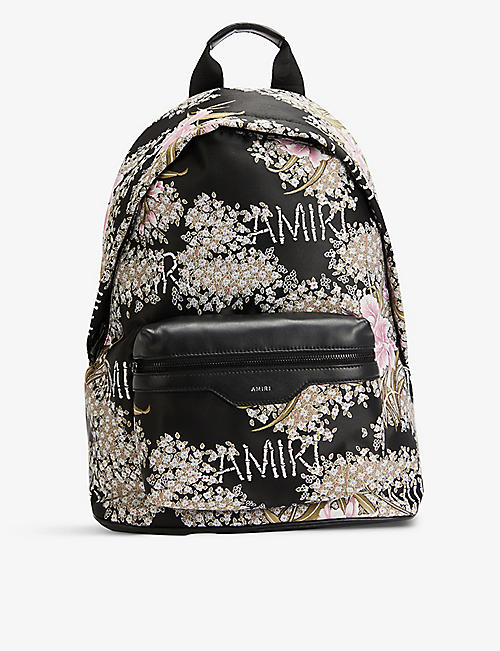 AMIRI: Hibiscus logo-print woven backpack