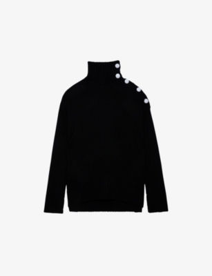 Zadig & Voltaire Alma Funnel-neck Cashmere Jumper In Noir