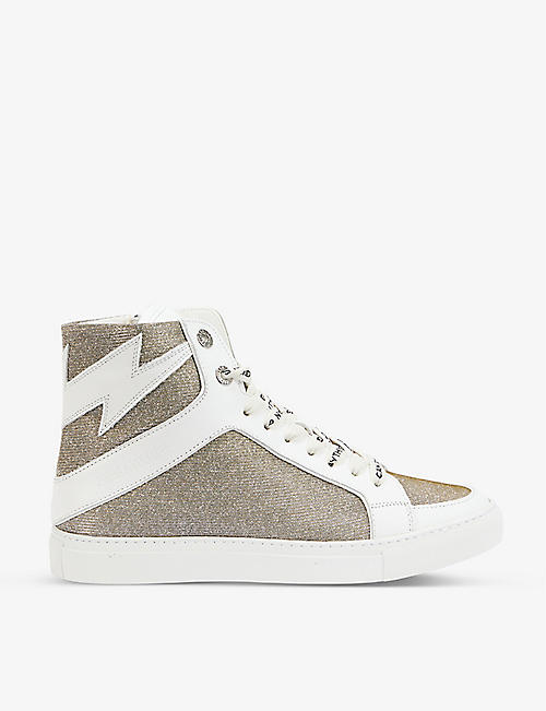 ZADIG&VOLTAIRE: ZV1747 High Flash glitter leather and mesh high-top trainers