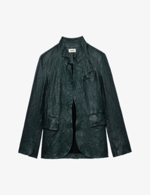 ZADIG & VOLTAIRE ZADIG&VOLTAIRE WOMEN'S PEACOCK VERYS TEXTURED LEATHER JACKET,63430258