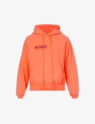 Virgin brand-appliqué cotton-blend hoody