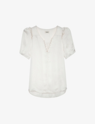 Zadig & Voltaire Puff-sleeve Satin Top In Lin