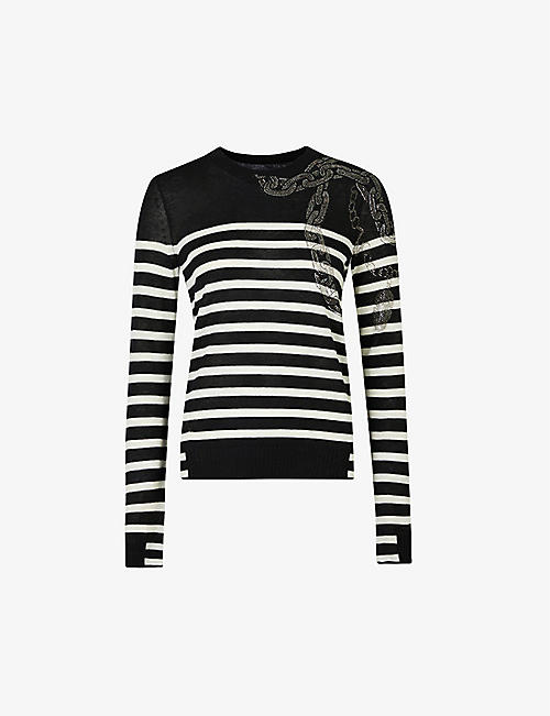 ZADIG&VOLTAIRE: Source embellished striped cashmere jumper