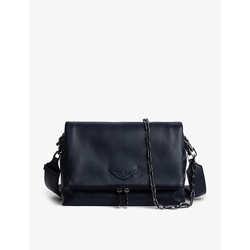 Zadig & Voltaire Rocky Grained-leather Cross-body Bag In Ink