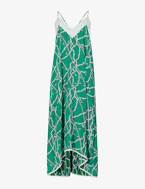 ZADIG&VOLTAIRE: Risty chain-print lace-trimmed silk midi dress