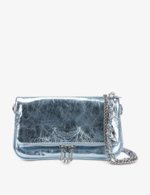 Zadig & Voltaire Rock Nano Metallic Leather Clutch Bag In Heaven | ModeSens