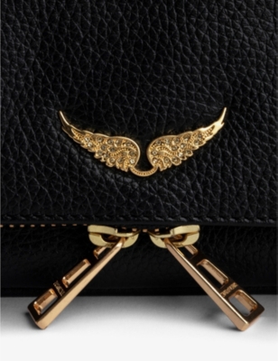 Shop Zadig & Voltaire Zadig&voltaire Womens Noir Gold Rock Nano Suede Clutch Bag