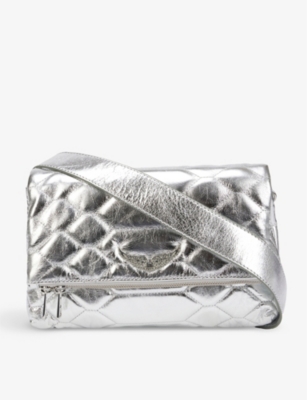 Zadig & Voltaire Rocky Extra-large Leather Shoulder Bag In Silver