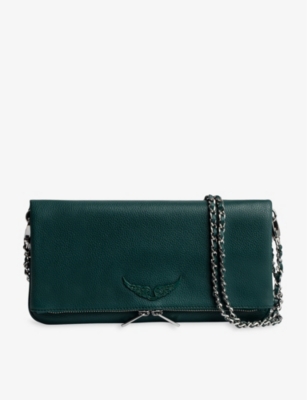 Zadig & Voltaire Rocky Grained-leather Shoulder Bag In Green | ModeSens