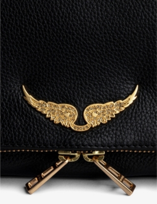 Shop Zadig & Voltaire Zadig&voltaire Noir Gold Rock Grained Leather Clutch