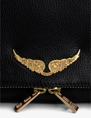 Zadig & Voltaire Womens Noir Gold Rock Grained Leather Clutch In Noir Gold
