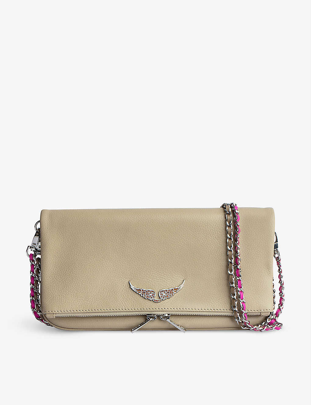 Zadig & Voltaire Rock Grained Leather Clutch In Relax