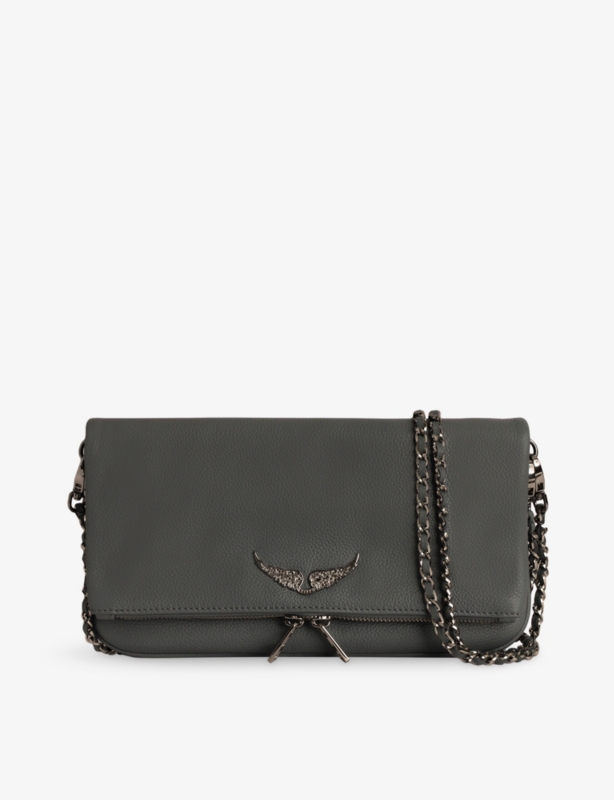 Rock grained leather clutch