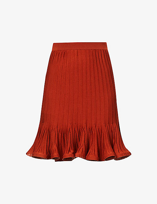 GIVENCHY: Pleated A-line stretch-knit mini skirt