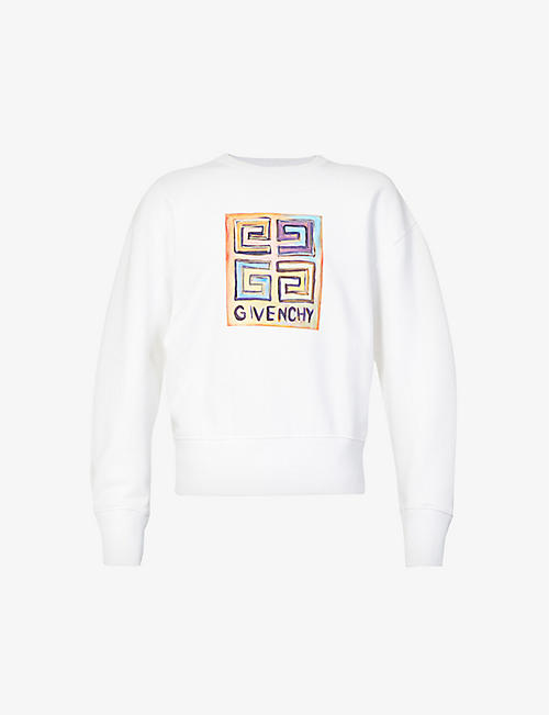 GIVENCHY: Logo-print crewneck cotton-jersey sweatshirt
