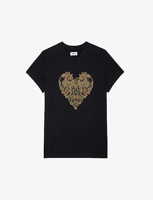 ZADIG&VOLTAIRE: Zoe embroidered cotton-blend T-shirt