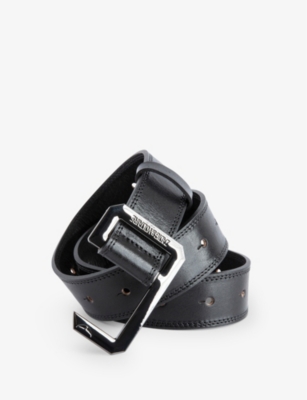 Zadig & Voltaire Zadig&voltaire Women's Noir La Cecilia Logo-engraved Leather Belt In Noir