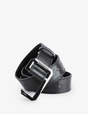 Zadig & Voltaire Zadig&voltaire Women's Noir La Cecilia Logo-engraved Leather Belt