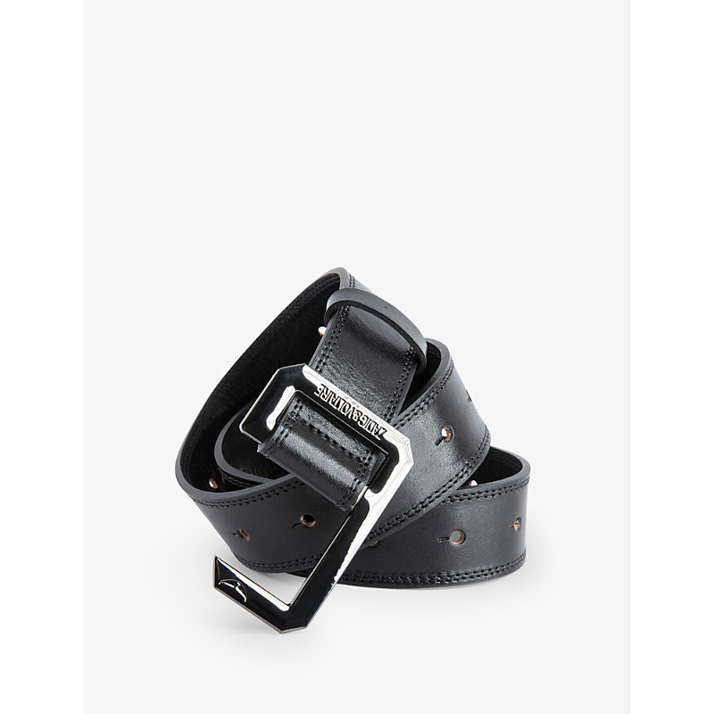 Zadig & Voltaire Zadig&voltaire Women's Noir La Cecilia Logo-engraved Leather Belt In Black