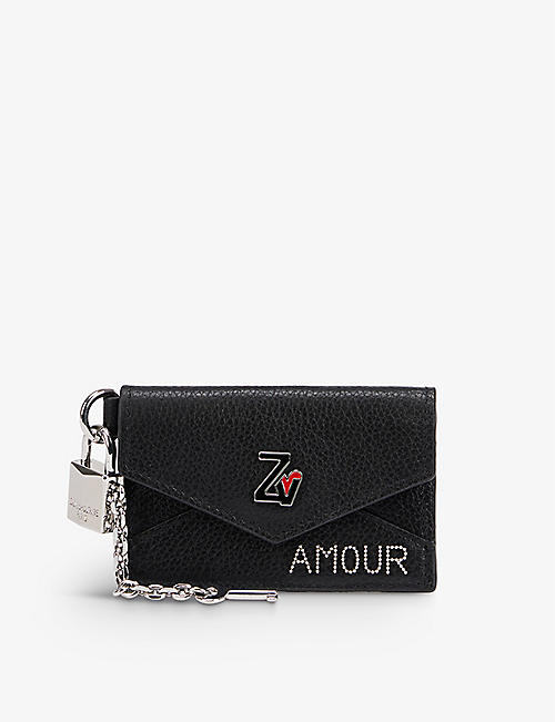 ZADIG&VOLTAIRE: ZV Crush embellished lock-charm leather wallet