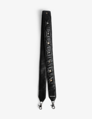 Shop Zadig & Voltaire Zadig&voltaire Noir Lucky Charm-detail Leather Bag Strap