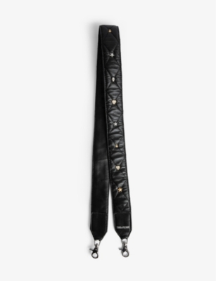 Zadig & Voltaire Stud-detail Leather Bag Strap In Noir