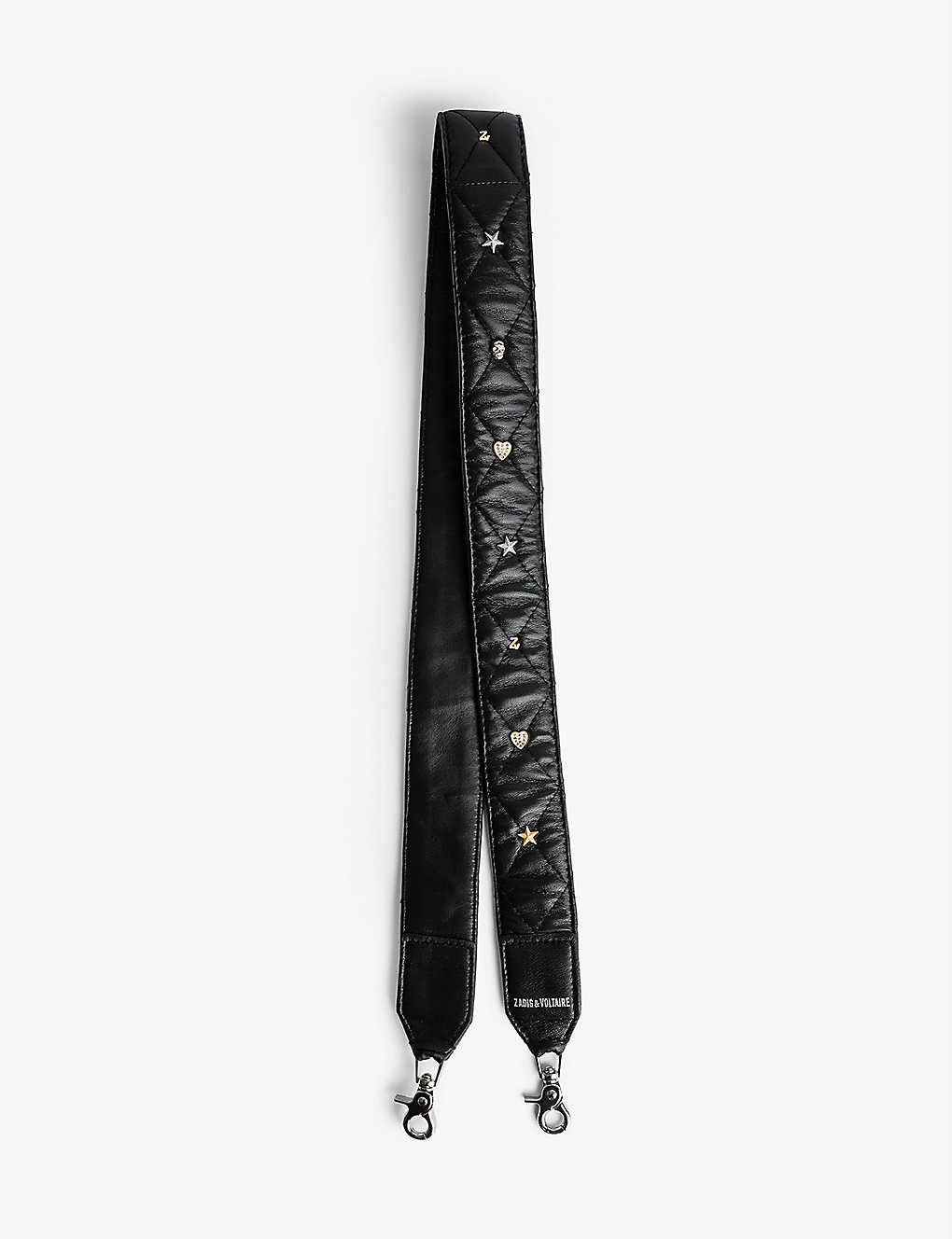 Shop Zadig & Voltaire Zadig&voltaire Noir Lucky Charm-detail Leather Bag Strap