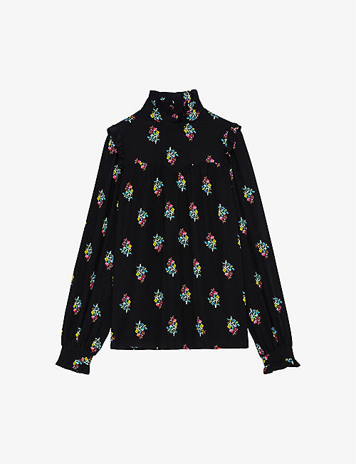 ZADIG&VOLTAIRE: Tia floral-motif high-neck silk shirt