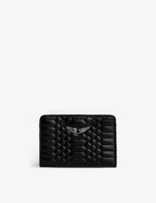 Zadig & Voltaire Quilted-leather Emblem-detail Card Holder In Noir