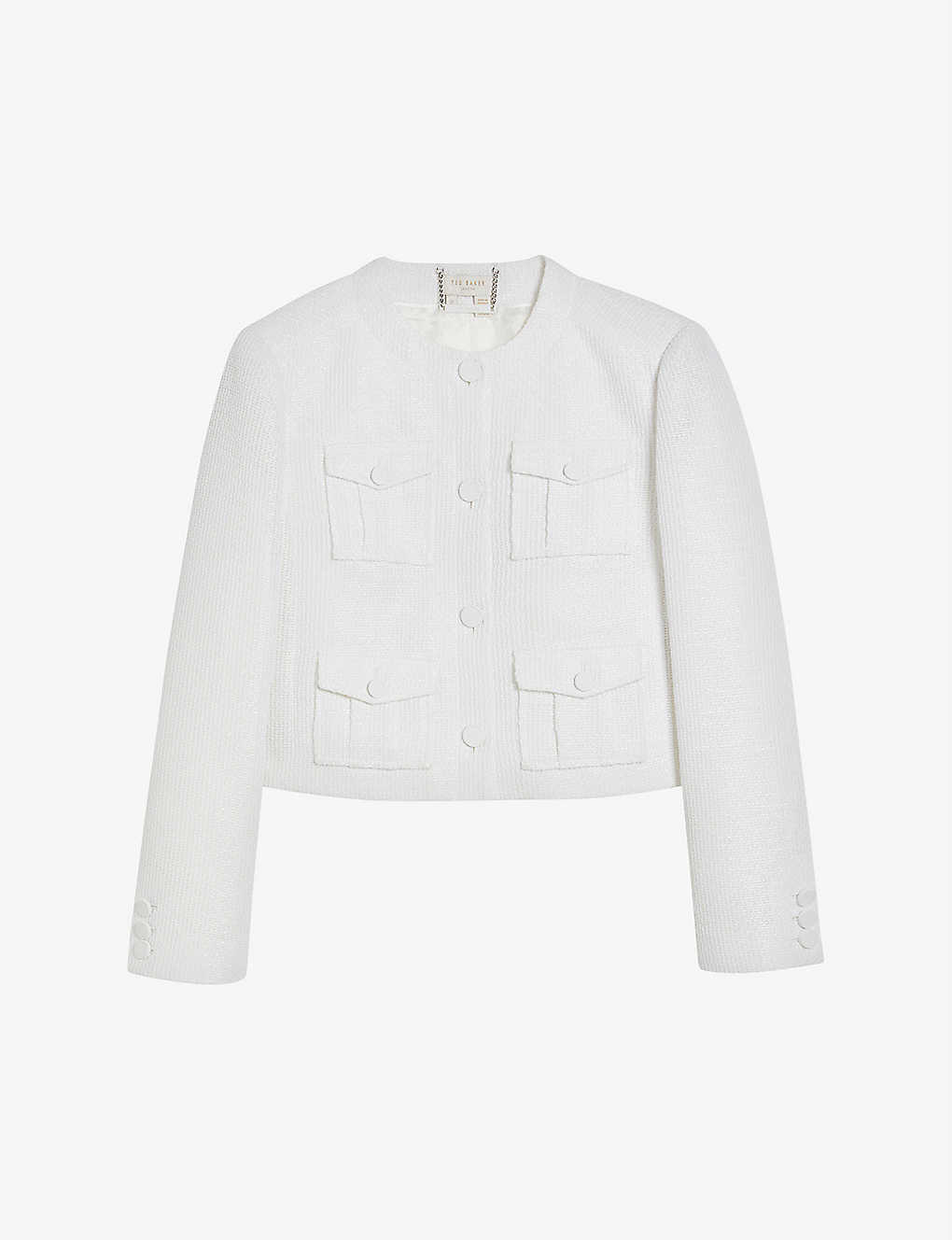 TED BAKER TED BAKER WOMEN'S WHITE ALERA CROPPED WOVEN JACKET,55082083