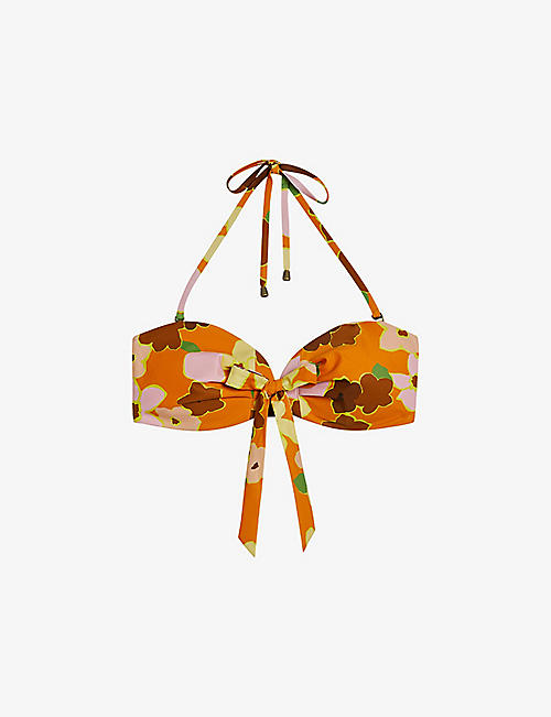 TED BAKER: Floral cupped bikini top