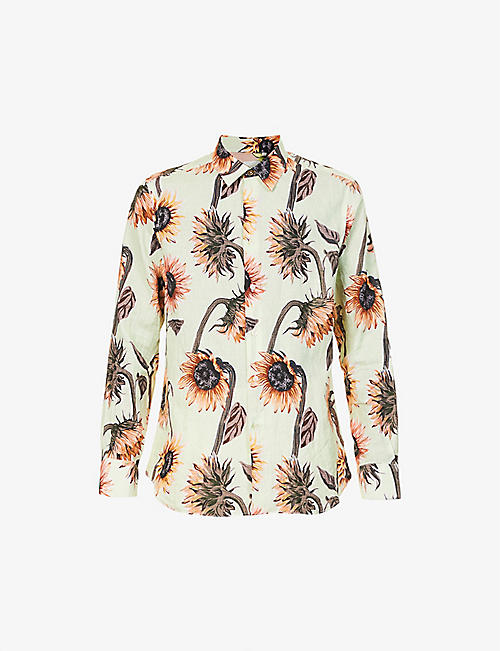 PAUL SMITH: Sunflower-print relaxed-fit linen and cotton-blend shirt